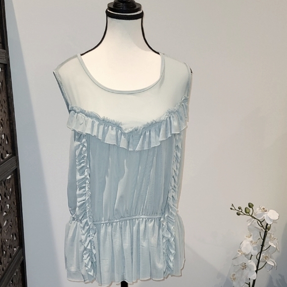 New "Ripe" Brand Mint Green Soft Ruffle Blouse. - Picture 1 of 10